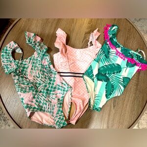 Girls Designer Shade Critters Swim Bundle 3 One Piece Bathing Suits Size 6 7 EUC